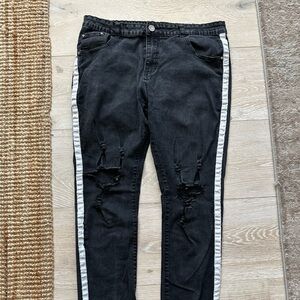 Black Skinny Stretch Ripped Jeans